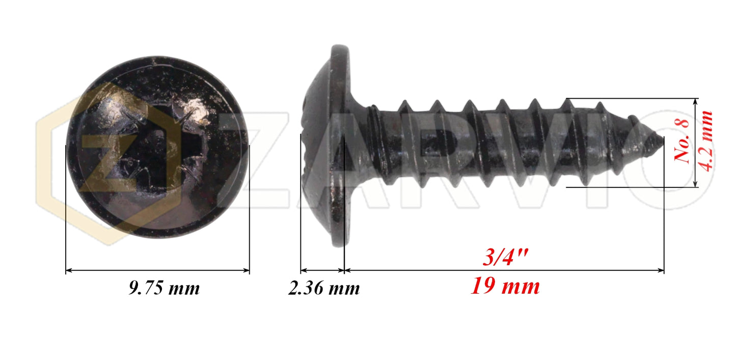 4.2mm x 19mm → (No.8 x 3/4") Wood Screw with Washer Head Fully Threaded Black