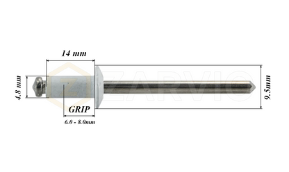 4.8mm x 14mm White Blind Rivets ALU/STEEL Dome Head Pop Rivets – Aluminium Body Steel Mandrel