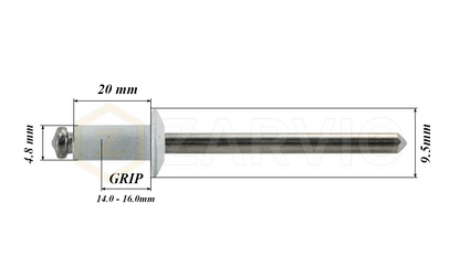 4.8mm x 20mm White Blind Rivets ALU/STEEL Dome Head Pop Rivets – Aluminium Body Steel Mandrel