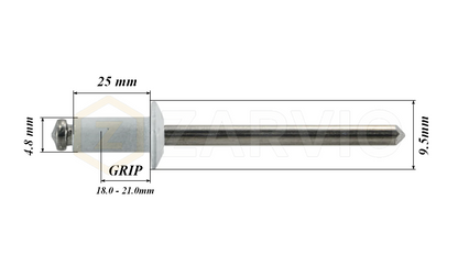 4.8mm x 25mm White Blind Rivets ALU/STEEL Dome Head Pop Rivets – Aluminium Body Steel Mandrel