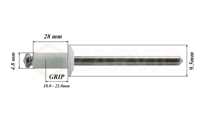 4.8mm x 28mm White Blind Rivets ALU/STEEL Dome Head Pop Rivets – Aluminium Body Steel Mandrel