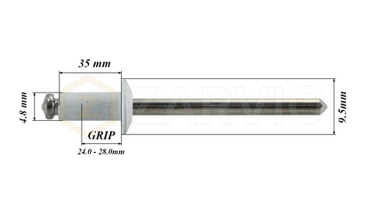 4.8mm x 35mm White Blind Rivets ALU/STEEL Dome Head Pop Rivets – Aluminium Body Steel Mandrel