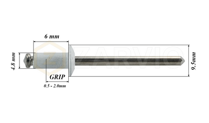 4.8mm x 6mm White Blind Rivets ALU/STEEL Dome Head Pop Rivets – Aluminium Body Steel Mandrel