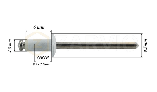 4.8mm x 6mm White Blind Rivets ALU/STEEL Dome Head Pop Rivets – Aluminium Body Steel Mandrel