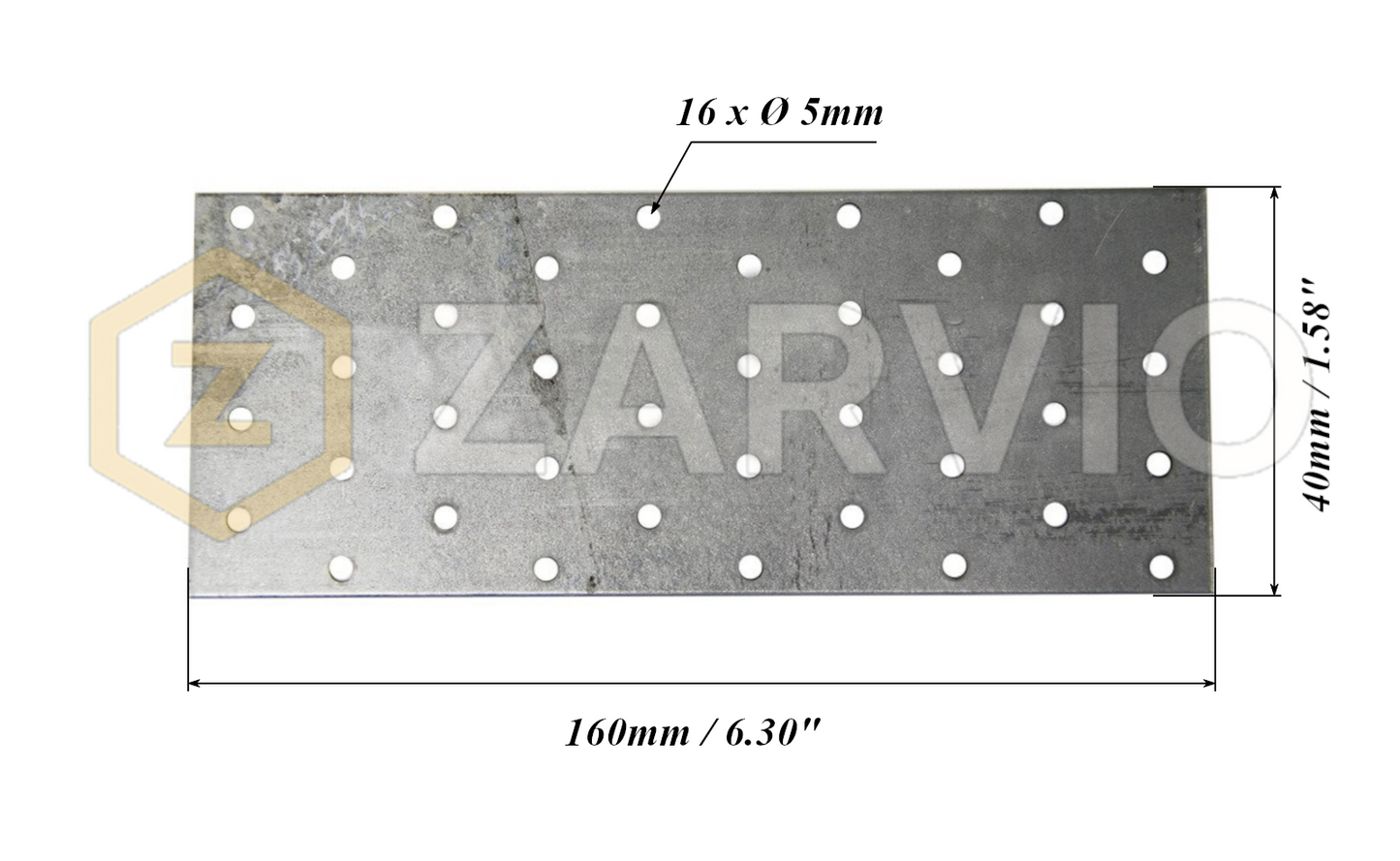 40mm x 160mm x 2mm Galvanised Perforated Fixing Plate for Timber Joining