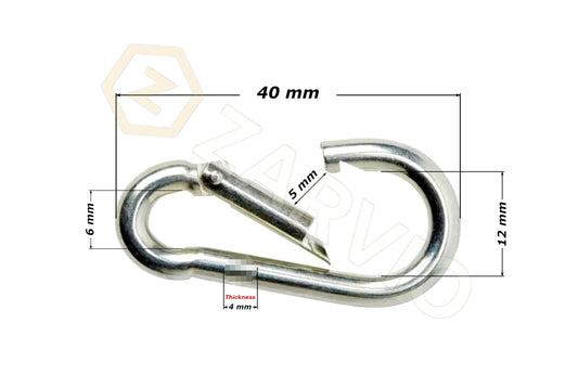 4mm x 40mm Snap Hook for Light Rope, Chain & Strap Attachment
