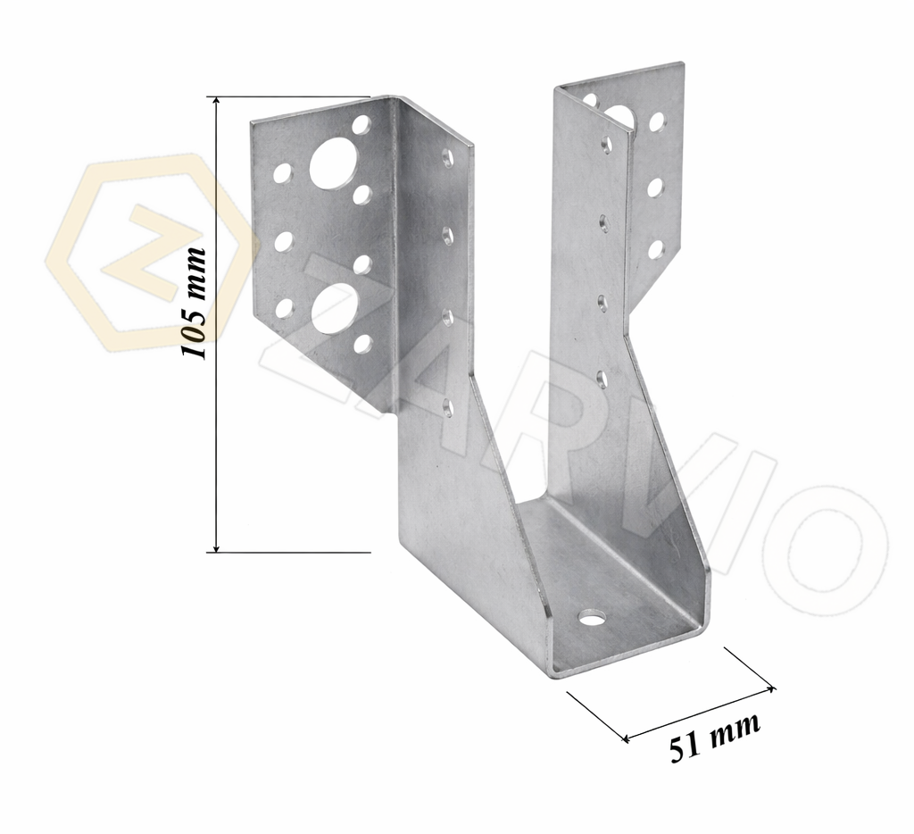 51mm x 105mm Joist Hanger Zinc Coated 2mm CE for Timber Joists