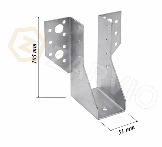 51mm x 105mm Joist Hanger Zinc Coated 2mm CE for Timber Joists
