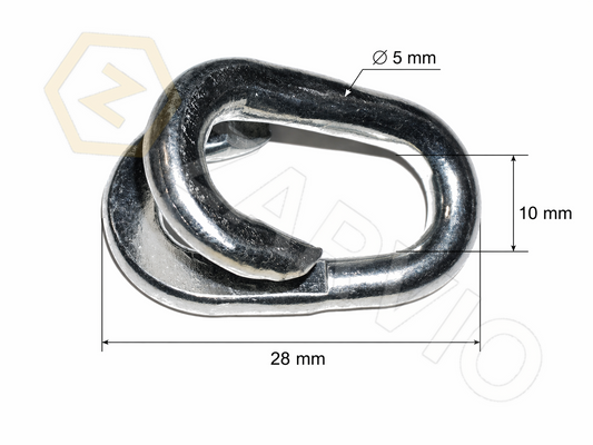 5mm Chain Repair Link 28mm x 10mm Peen Closed Connector