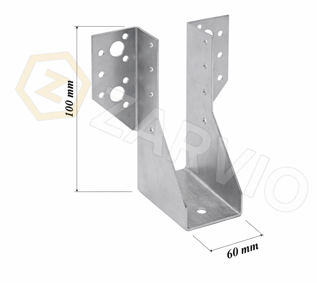 60mm x 100mm Joist Hanger Zinc Coated 2mm CE for Timber Joists