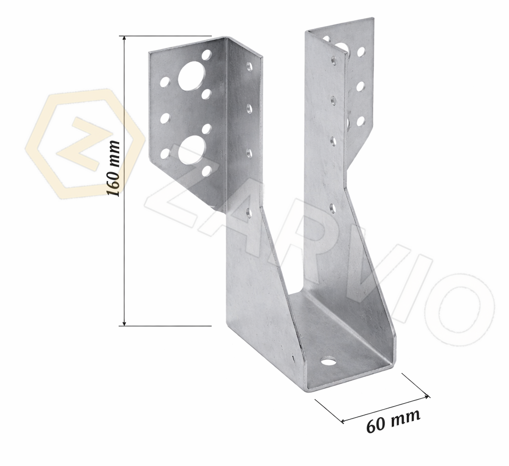 60mm x 160mm Joist Hanger Zinc Coated 2mm CE for Timber Joists