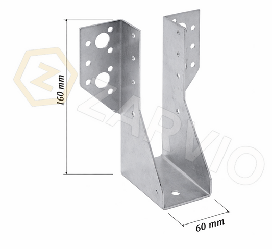 60mm x 160mm Joist Hanger Zinc Coated 2mm CE for Timber Joists