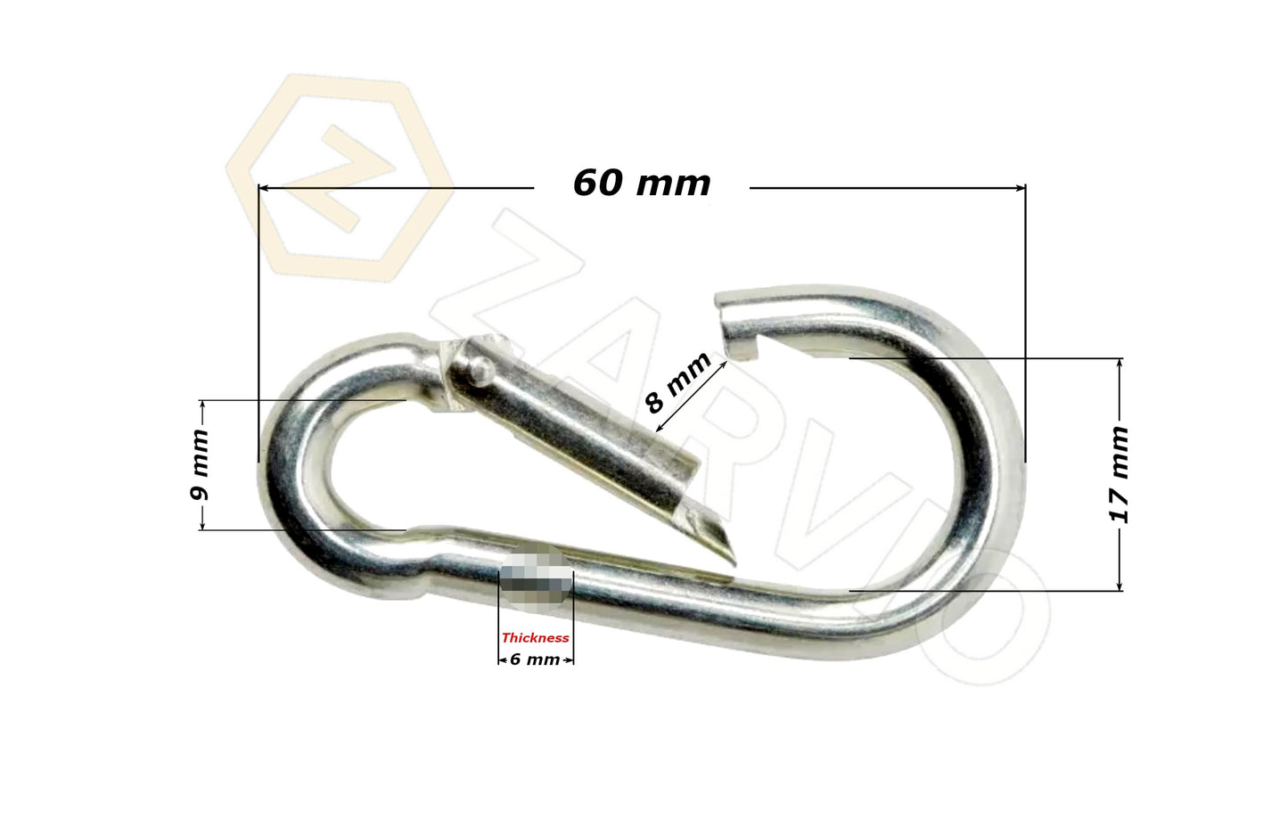 6mm x 60mm Snap Hook Spring Gate Clip for Rope & Chain