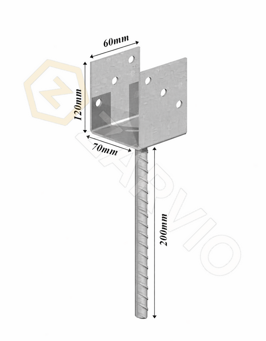 70mm x 120mm Concrete-In U Post Support Galvanised Heavy Duty
