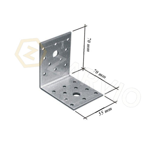 70mm x 70mm x 55mm x 2.5mm Galvanised Angle Bracket for Timber & Structural Support