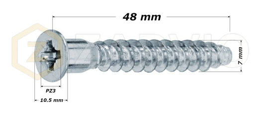7.0mm x 48mm  Pozidrive flat head confirmat screw