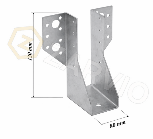 80mm x 120mm Joist Hanger Zinc Coated 2mm CE for Timber Joists