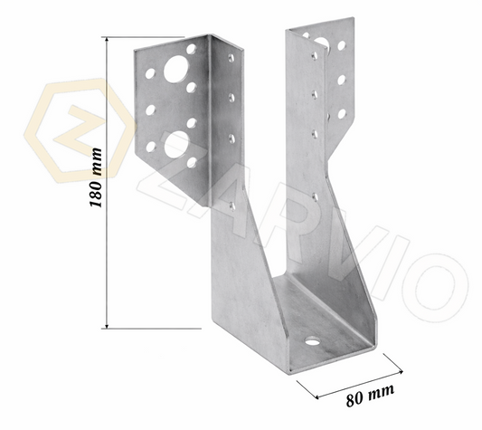 80mm x 180mm Joist Hanger Zinc Coated 2mm CE for Timber Joists
