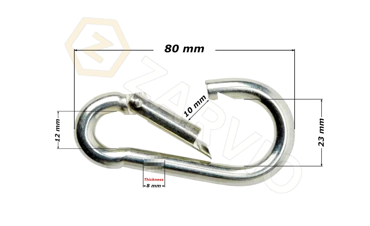 8mm x 80mm Snap Hook for Workshop, Garden & Outdoor Utility Use