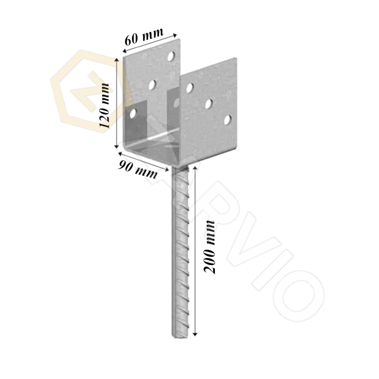 90mm x 120mm Concrete-In U Post Support Galvanised Heavy Duty
