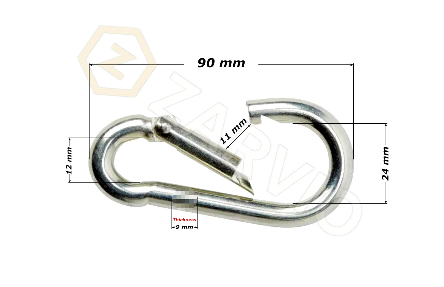 9mm x 90mm Snap Hook for Larger Rope, Chain & Hardware Attachment