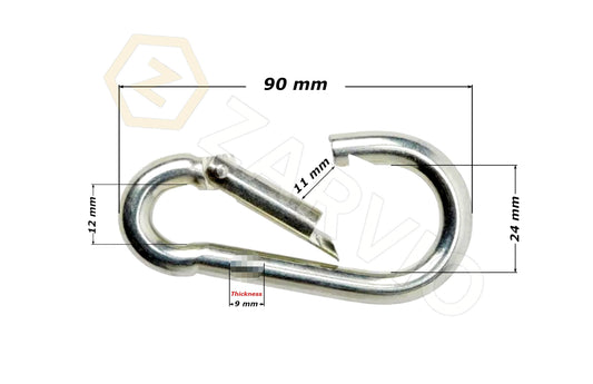 9mm x 90mm Snap Hook for Larger Rope, Chain & Hardware Attachment