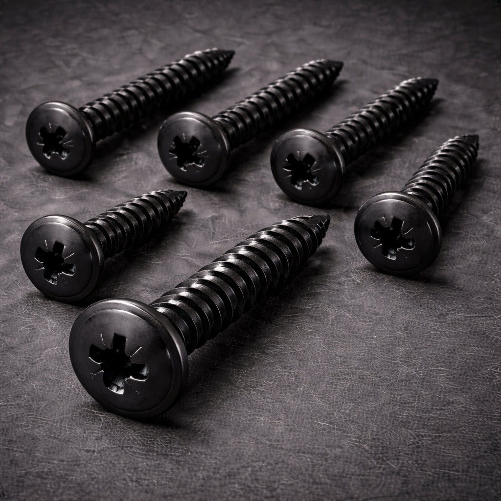 4.2mm x 13mm → (No.8 x 1/2") Wood Screw with Washer Head Fully Threaded Black