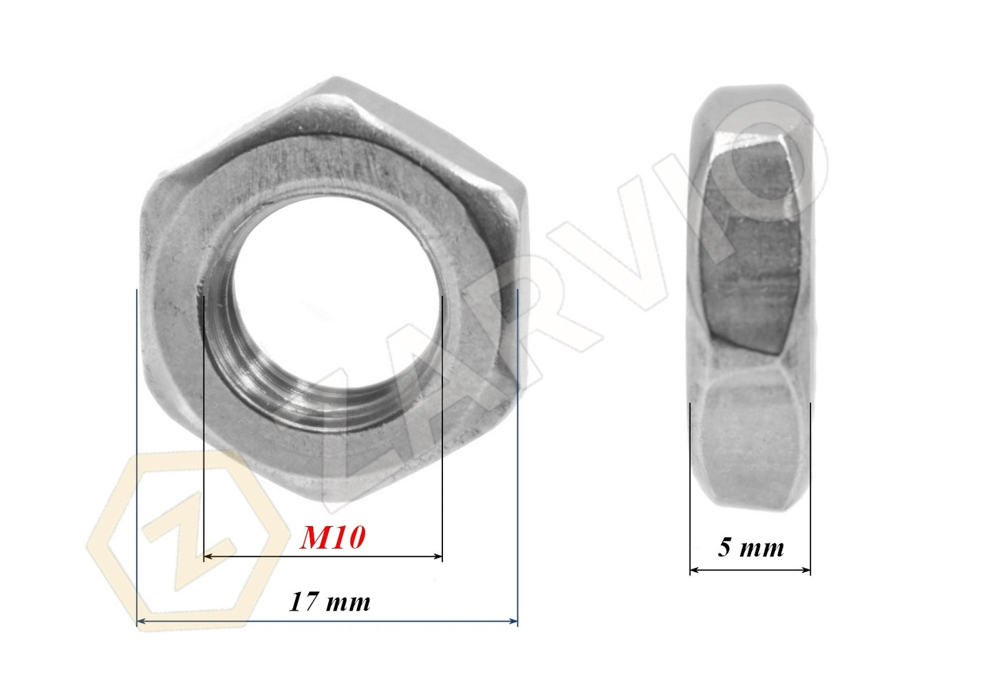 M10 Thin Hex Nut DIN 439 (Low Profile) Zinc Plated