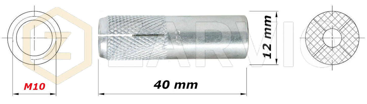 M10 Drop-in Anchor for Concrete – Internal Thread Expansion Anchor