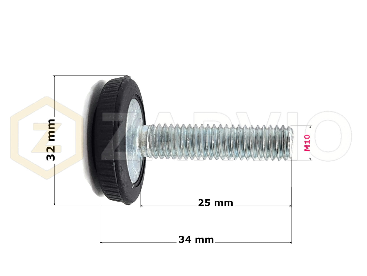 M10 x 34mm Adjustable Furniture Levelling Feet