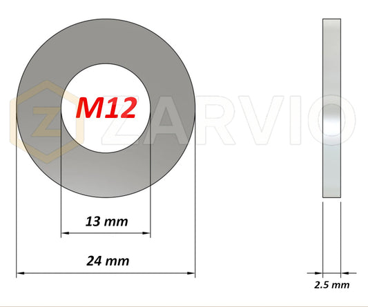 M12 Form A Flat Washers – DIN 125A, Bright Zinc Plated