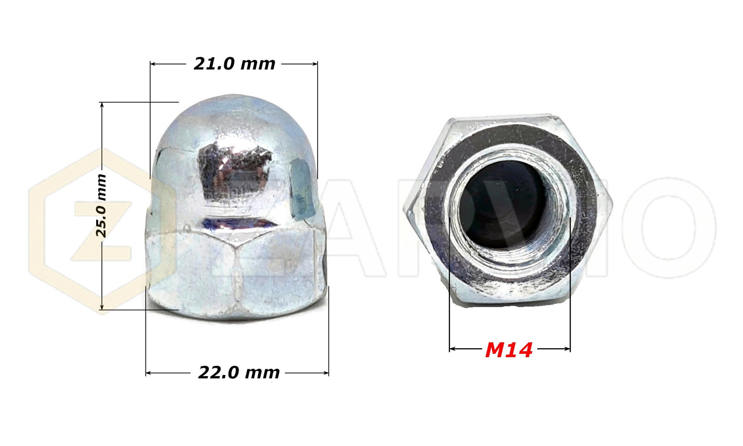 M14 Hex Cap Nut Class 6 Bright Zinc Plated (DIN 1587)