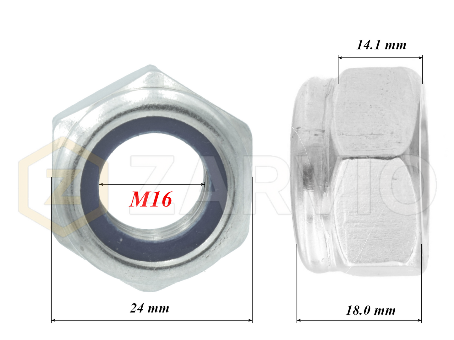 M16 Nylon Insert Lock Nuts High Profile (DIN 982)