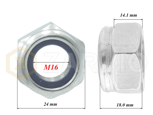 M16 Nylon Insert Lock Nuts High Profile (DIN 982)