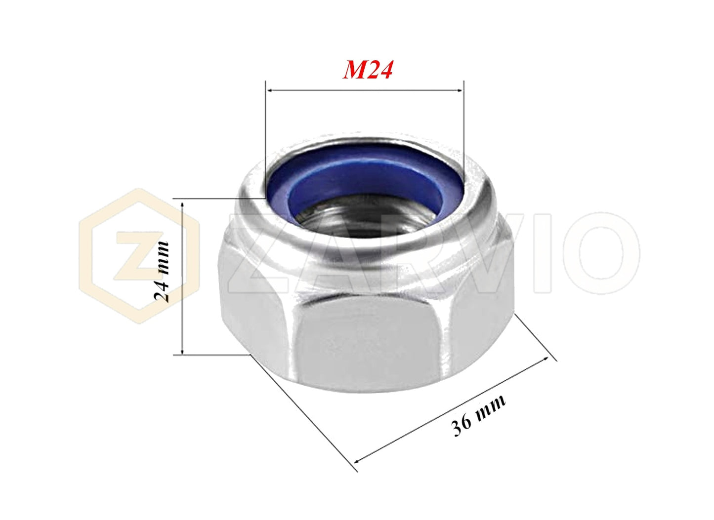 M24 Nylon Insert Lock Nuts Standard Profile (DIN 985)