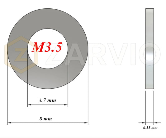 M3.5 Form A Flat Washers – DIN 125A, Bright Zinc Plated