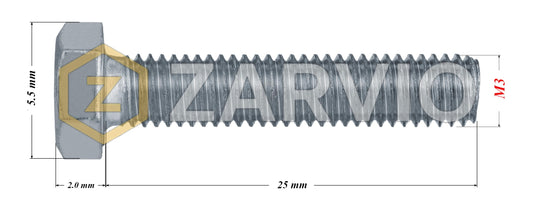M3 x 25mm Hexagon Set Screw Kit (DIN 933) + Hex Nut (DIN 934) + 2 Washers (DIN 125) – Zinc Plated