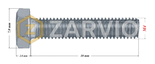 M4 x 10mm Hexagon Set Screw Kit (DIN 933) + Hex Nut (DIN 934) + 2 Washers (DIN 125) – Zinc Plated