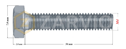 M4 x 50mm Hexagon Set Screw Kit (DIN 933) + Hex Nut (DIN 934) + 2 Washers (DIN 125) – Zinc Plated