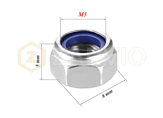 M5 Nylon Insert Lock Nuts Standard Profile (DIN 985)