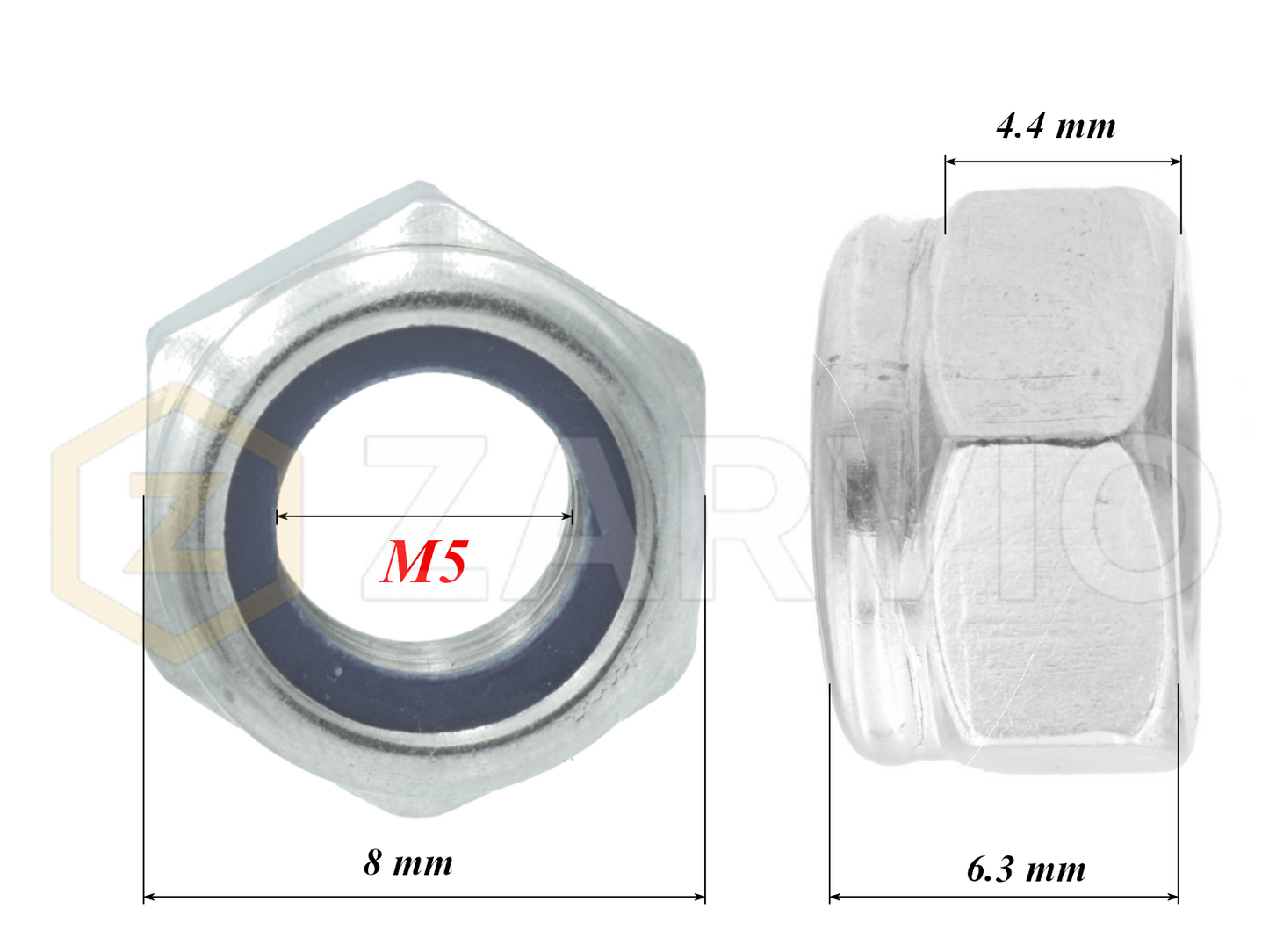 M5 Nylon Insert Lock Nuts High Profile (DIN 982)