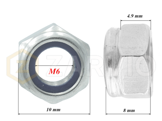 M6 Nylon Insert Lock Nuts High Profile (DIN 982)