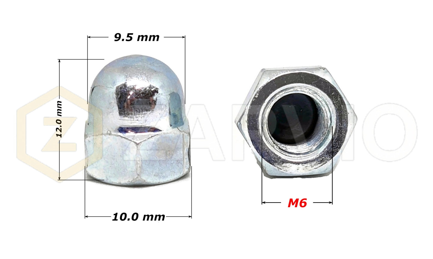 M6 Hex Cap Nut Class 6 Bright Zinc Plated (DIN 1587)