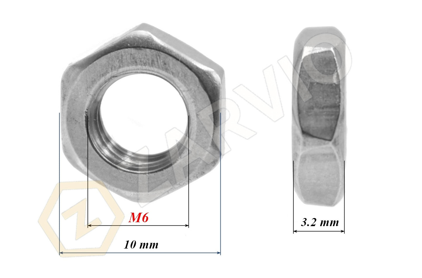 M6 Thin Hex Nut DIN 439 (Low Profile) Zinc Plated