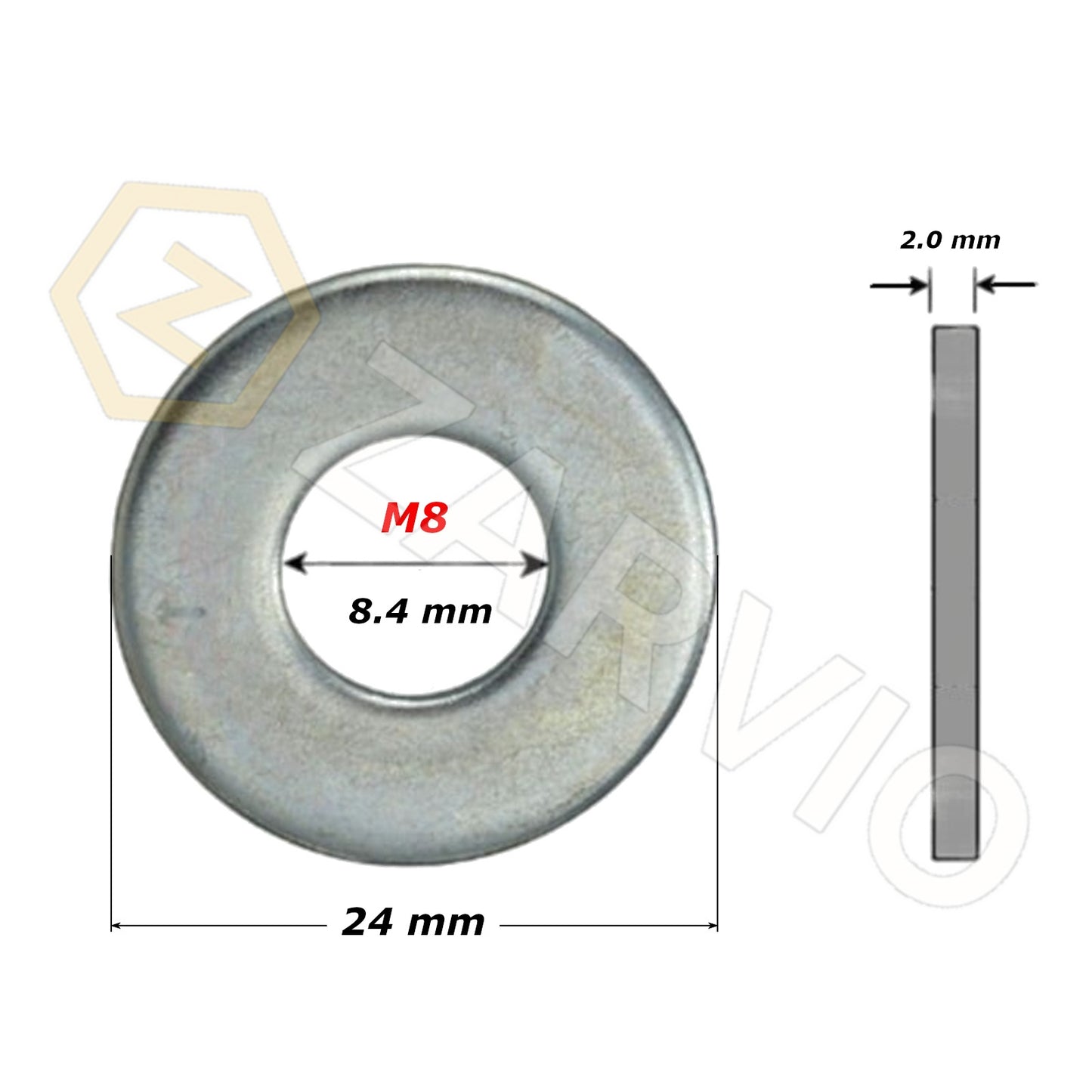 M8 x 24mm Form G Washer – DIN 9021, Bright Zinc Plated