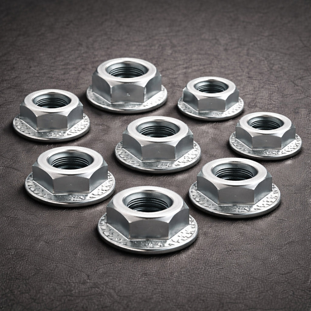 M10 Hex Flange Serratted Nut – DIN 6923 (Class 8, Bright Zinc Plated)