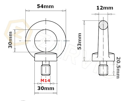 M14 Galvanised DIN 580 Eye Bolt with 500kg WLL / SWL
