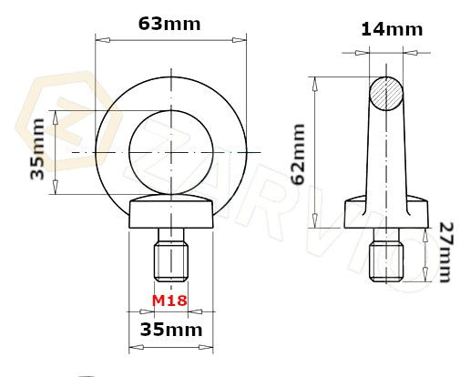 M18 Galvanised DIN 580 Eye Bolt with 830kg WLL / SWL