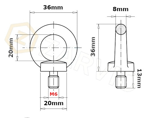 M6 Galvanised DIN 580 Eye Bolt with 90kg WLL / SWL