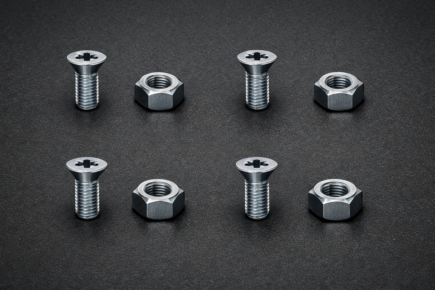 M3 × 12mm Countersunk Pozi Machine Screw Set (DIN 965) + Hex Nut (DIN 934) – Bright Zinc Plated